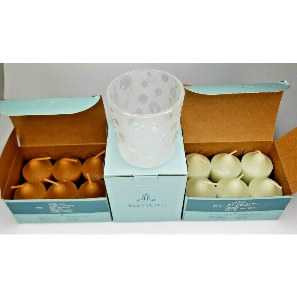 PartyLite Votive Gift Set NIB Well Being Balance & Tamboti Safari P3A/P2025